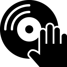 Musical Disc And Dj Hand Stencil Svg Design File, Free Vectors File